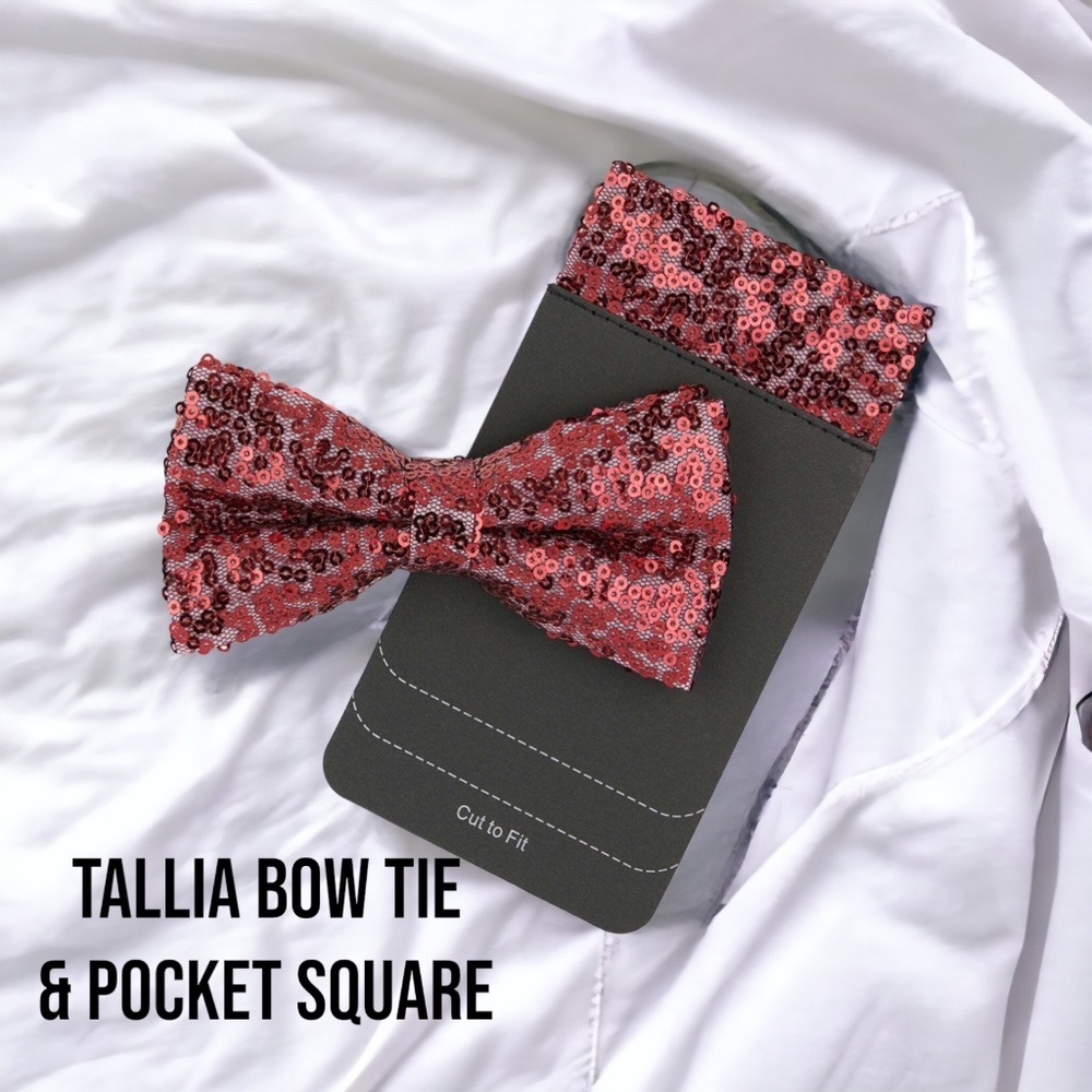 Tallia Sequins Bow Tie & Pocket Dark Pink